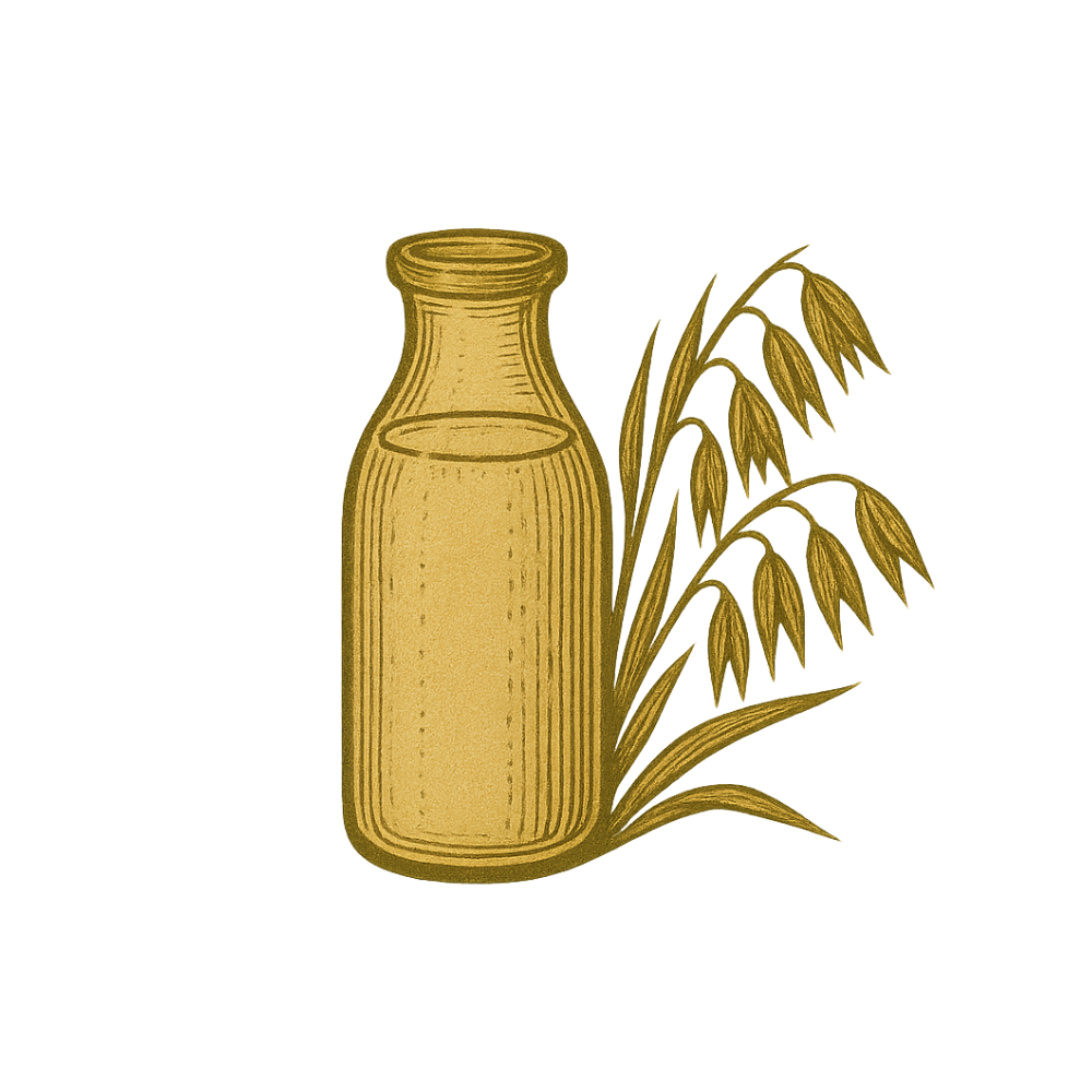 Illustration of a bottle with oats on a white background